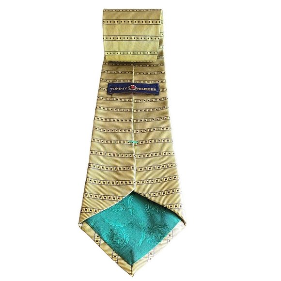TOMMY HILFIGER Men's Silk Tie Microcheck Horizontal Vertical Stripes Made in USA - Picture 3 of 3